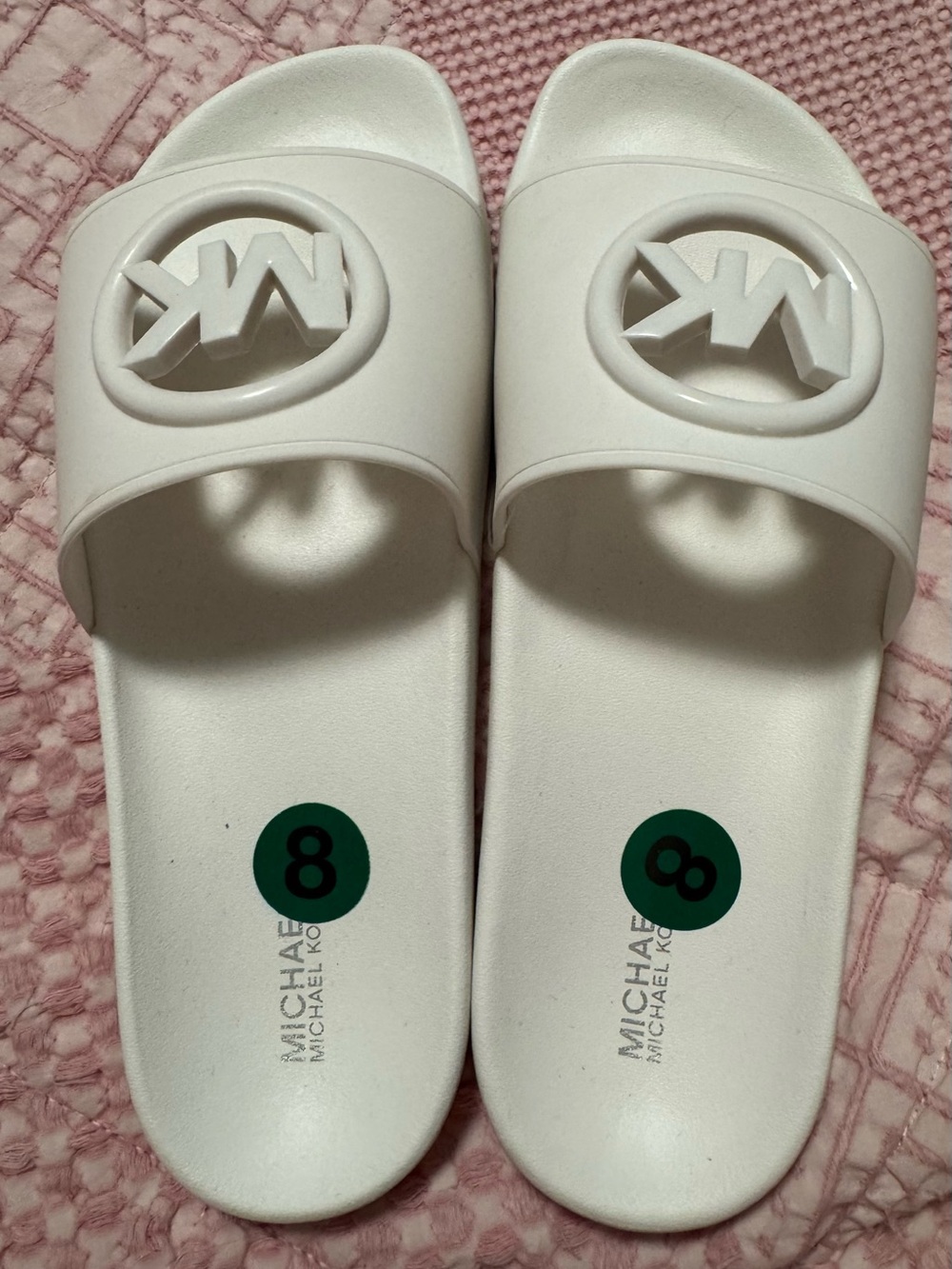 Women’s Michael Kors White Slides Size 8 NWT